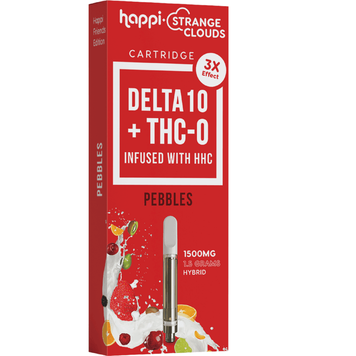 HAPPI + Strange Clouds - Pebbles - Triple Strain Delta 10, THC-O & HHC 1.5G Cartridge - Happi