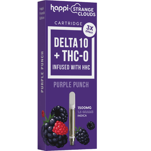 HAPPI + Strange Clouds - Purple Punch - Triple Strain Delta 10, THC-O & HHC 1.5G Cartridge - Happi