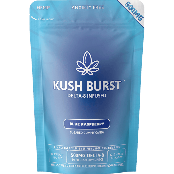 Kush Burst Blue Raspberry Delta-8 500mg Gummies - Happi