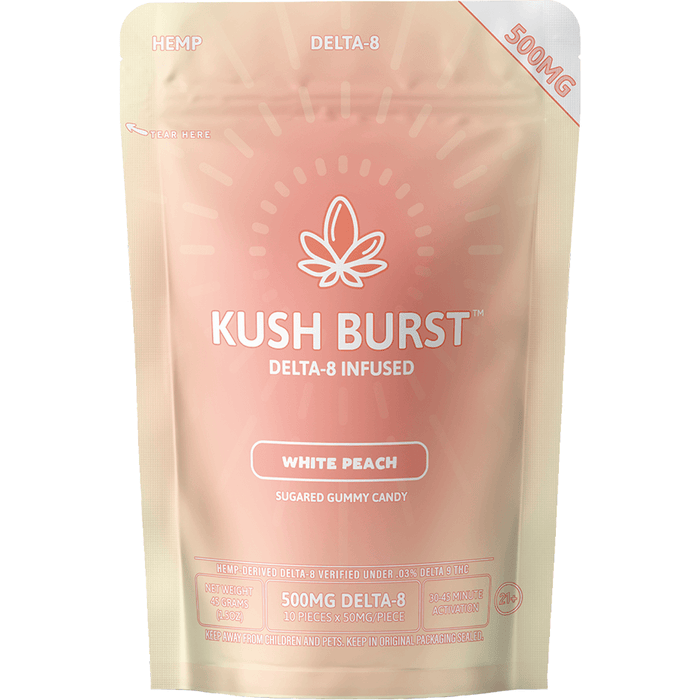 Kush Burst White Peach Delta-8 500mg Gummies - Happi